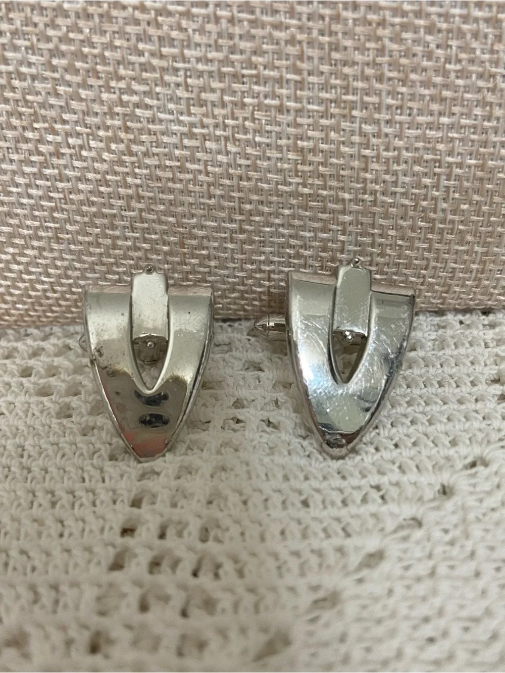 Vintage SWANK Cufflinks Silver Tone Atomic MCM 1950s 60s Modernist